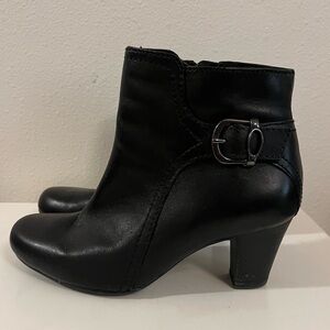 Black Clarks Booties with Silver buckle